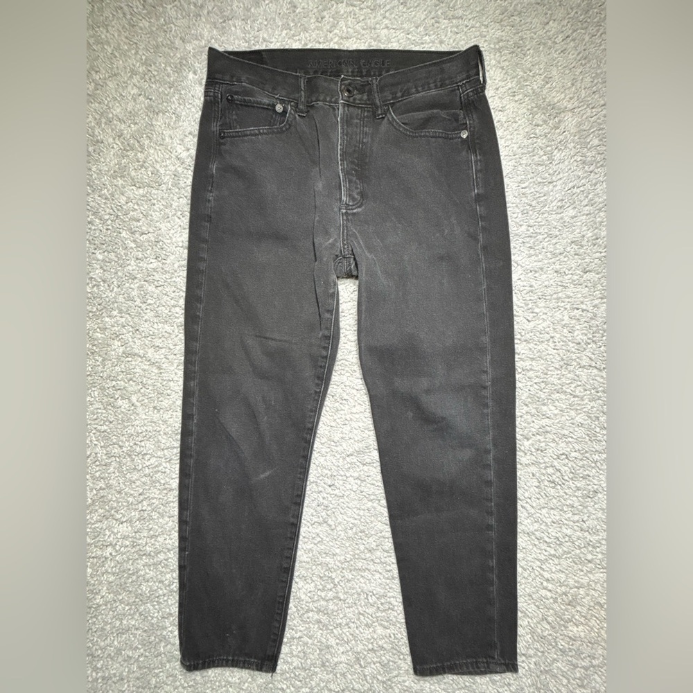 American Eagle Jeans Womens 4 Short Highest Rise Girlfriend Black Denim Casual